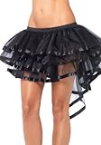 Tiered Chiffon Skirt With Back Train And Satin Trim (Black;One Size)