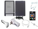 Premium Accessories Bundle for Amazon Kindle DX Wireless Reading Device (9.7" Display) includes: (Black Silicone Skin case Cover + USB Car Charger + USB Travel Charger + White USB Straight Data Cable + white 3.5mm retractable Aux cable + LCD Screen Protector + White Stereo earphone + Fishbone Keychain)