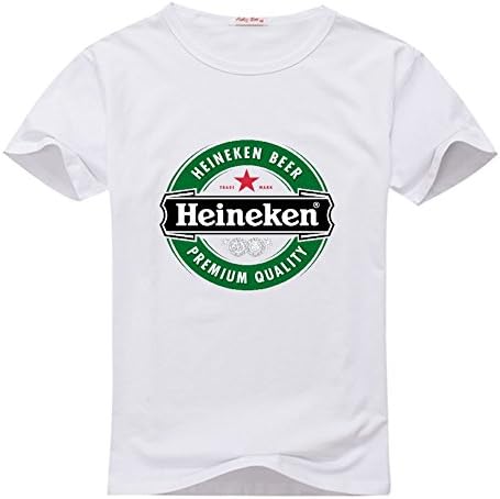Yangshan Lin Heineken Logo boy's Crew Neck Tee shirt White M(10-12Y,Chest:84cm)