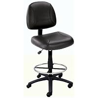 Black Leather Plus Drafting Bar Counter Stool With Chrome Footring Kit