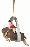 Woman English Rider Jumping Brown Horse Ornament
