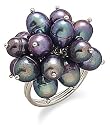 Grey Cultured Freshwater Pearl Cluster Ring