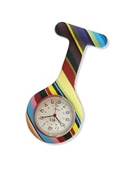 JAS Unisex Nurses Lapel Watch Silicone (Infection Control) Multi-Stripe