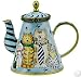 Kelvin Chen Enameled Miniature Tea Pot Cats in Ties