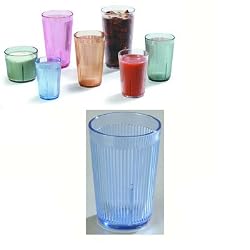 Carlisle 9-1/2 oz Crystalon Stack All Ribbed Texture Break-Resistant SAN Dishwasher Safe Tumbler / Color: Blue / Quantity: One Dozen (12)