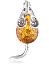 Sterling Silver and Honey Amber Very Small Mouse Pin