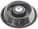 Platinum Pets Slow Eating 32oz Stainless Steel Dog Bowl in Black Chrome