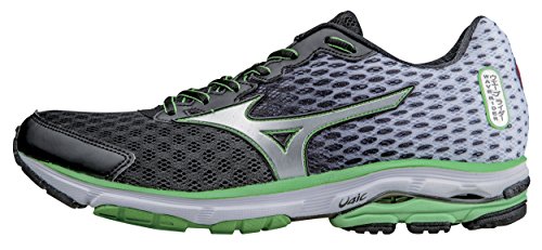 Mizuno Mens Wave Rider 18 Running Shoe Black Silver Desertcart