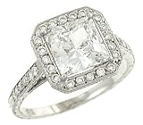 Pave Set Engraved Diamond Ring .37cttw (cz ctr)