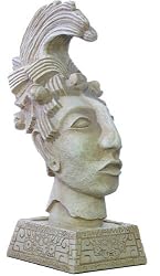 King Pacal Head Statue on Ceremonial Base