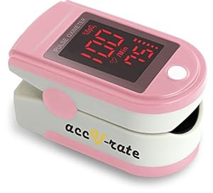 CMS 500DL Generation 2 Fingertip Pulse Oximeter Oximetry Blood Oxygen Saturation Monitor with silicon cover, batteries and lanyard (Blushing Pink)