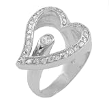 Sterling Silver Wrap Style Heart Ring with CZ Accents