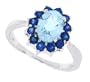 1.43Ct oval Aquamarine and Genuine Sapphire Ring in 10Kt White Gold-8