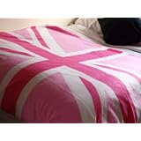 Single Super Soft Pink Union Jack Fleece Throw/Blanket
