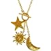 Sun, Moon, Stars Necklace with Toggle In Gold
