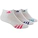 adidas Women's Cushioned Quarter Socks (3-Pair), White/Solar Pink Night Flash Vivid Mint, Medium, (Shoe Size 5-10)
