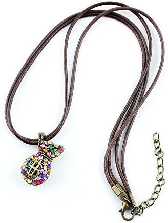 10 x Necklace Pendent Fashion Jewelry Long Chain Collier Sweater Charms AUH06 Colorful Rhinestone Purse Pocket