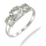 2.25 CT 3 Stone Green Amethyst Ring In Sterling Silver (Available in Sizes 5-9)