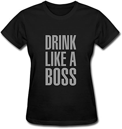 Women's Classic Casual Tshirt Drink Like Boss Size L Black