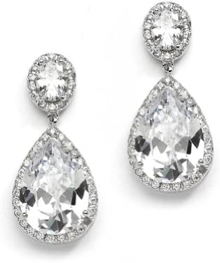 Couture Style CZ Pear-Shaped Bridal Earrings - Clip-On Style