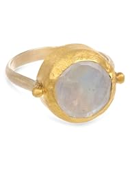 Nava Zahavi Round Small Moonstone Wrapped 24K Gold Ring, Size 6.5