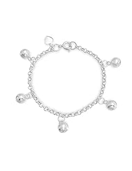 Bling Jewelry Jingle Bell Charm Sterling Silver Toddler Child Chain Bracelet 6in