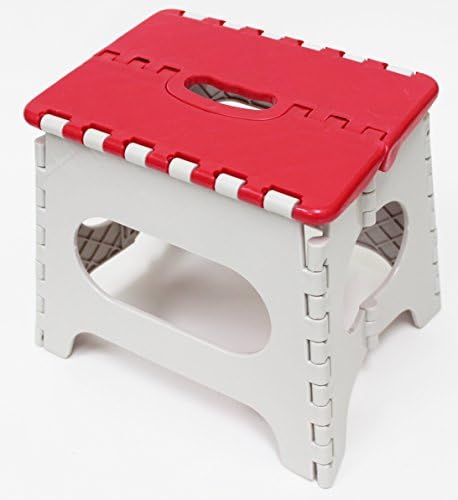 Playwise Super Strong Foldable Step Stool for Adults and Kids (11", RED)