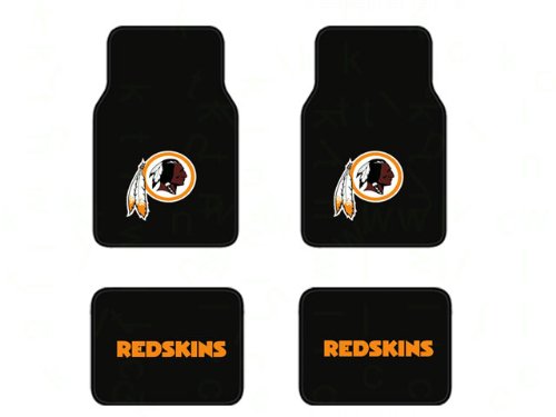 A Set of 4 Universal Fit NFL Plush Carpet Floor Mats - Washington Redskins