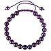 Jovivi 8MM Amethyst Birthstone Gemstones Healing Power Crystal Macrame Adjustable Beaded Bracelet, Unisex