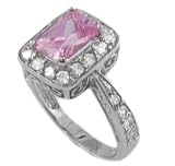 Sterling Silver Rectangular Cut CZ Ring with Filigree Accents