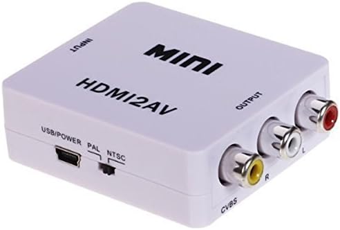 HDMI to AV Composite RCA CVBS Video + Audio Digital to Analogy Signal Converter Hdmi Input 3RCA Output For TV PS3 PS4 VHS VCR DVD-White+ USB Cable