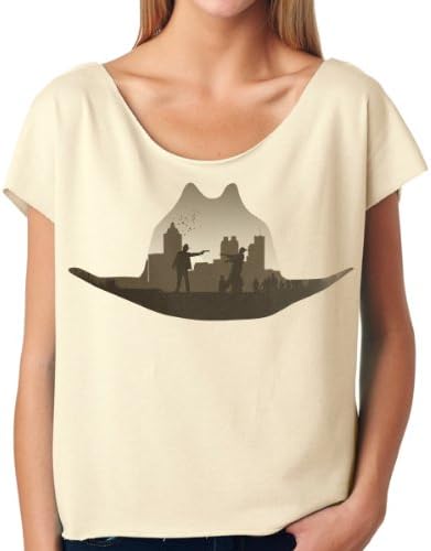 Womens The Sheriffs Hat Rick Grimes Walking Dead Zombies Carl Dolman T-Shirt, Large, Ivory