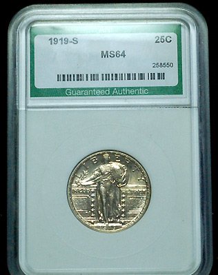 Buy 1919 S ANI Standing Liberty Quarter MS-64 *** KEY Date!