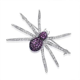 Amethyst CZ and Sterling Silver Spider Brooch by TrendToGo