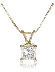 IGI-Certified 14k Gold Princess-Cut Diamond Solitaire Pendant Necklace (0.7 cttw, I-J Color, I1-I2 Clarity), 18"