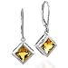 Jewelry : Sterling Silver 7X7 mm Square Citrine Earrings