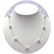 HinsonGayle AAA 7.5-8.0mm White Pearl Tin Cup Necklace (18kYG)
