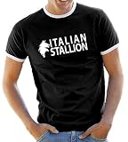 Touchlines Italian Stallion Kontrast / Ringer T-Shirt, Black/White, Bl/Wh Groesse: M