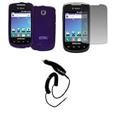EMPIRE Purple Rubberized Hard Case Cover + Screen Protector + Car Charger ( ....