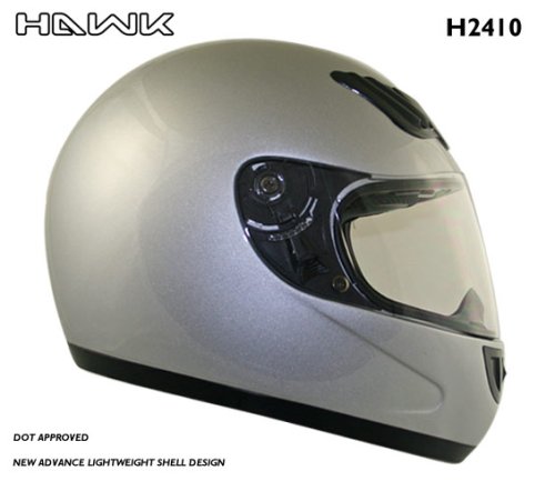 Advance HAWK Solid Silver Glossy Full Face Motorcycle Helmet