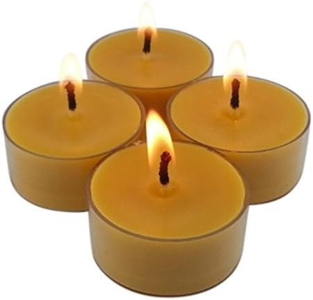 50 UNSCENTED Organic Beeswax Tea Light Candle Natural Clear Cup