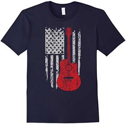 Men's Guitar US Flag Shirt 3XL Navy