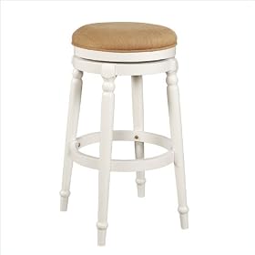 Powell White Backless Swivel Bar Stool by Powell Furniture