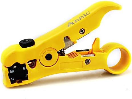 Annic GL-5059 Universal coaxial Cable Stripper for Flat or Round TV/UTP Cable RG 59/6/7/11 (Yellow)