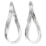 9ct White Gold Wave Hoop Earrings