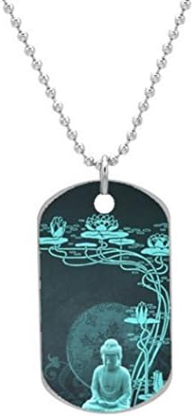 Blue Buddha Buddhist Dog Tag Dimensions 1.3X2.2X0.1 inches ,Comes with 30" inches beads chain