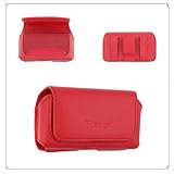 Red Premium Leather Case / Pouch / Holster with Belt Clip for Apple iPhone by HarryOnline.