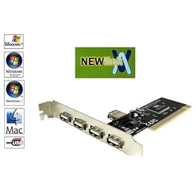 5 Port USB 2.0 Hi Speed PCI Card 4+1 Ports