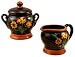 Tuscany Vineyard Wine Brown Flower Sugar & Creamer Saucer 2pc