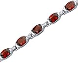 Exceptionally Stunning: 9.00 carats total weight Oval Shape Garnet Gemstone Bracelet in Sterling Silver Rhodium Finish